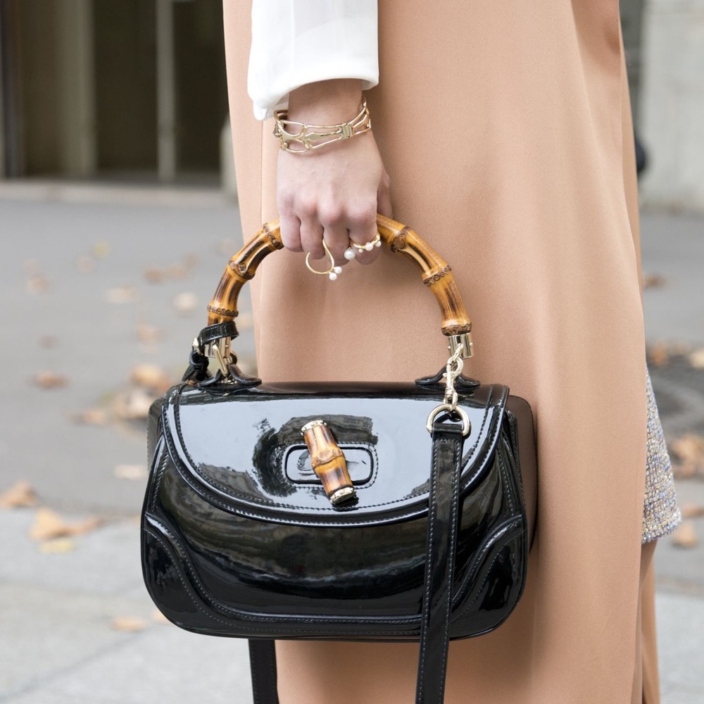✨PRICE DROP✨ Gucci 1947 Bamboo Black Patent Leather Bag
